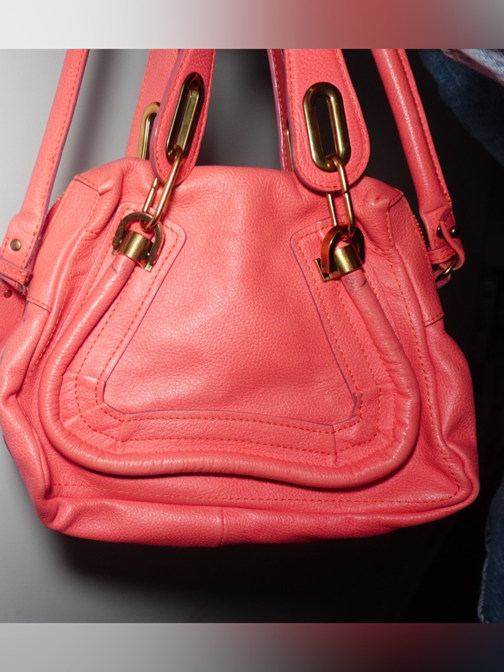 Chloe Mini Paraty Coral Pink Leather Shoulder Bag